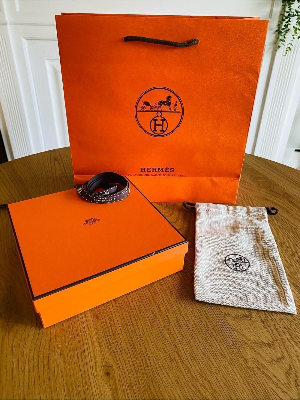 🛍️Hermes Authentic Belt/Scarf Gift Box Set with Bag, Dustcover & Ribbon